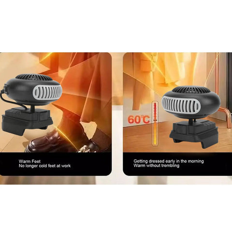 Portable 21V Car Heater And Defroster With 170W Rapid Warm Up Fan, Battery Powered Auto Warmer for warming feet and fast heating.