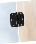 Artibetter 2-piece black rounded-corner iron cabinet hinge, mounted between wood and metal panels.
