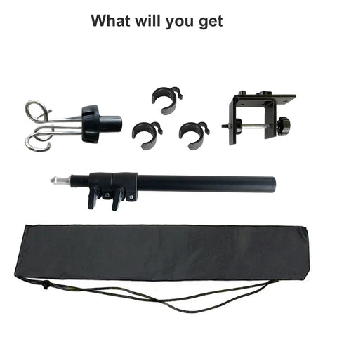 Rock Solid Rotary Tool Stand With Adjustable Height Table Clamp And Flexible Shaft Hook Rack For Dremel Foredom Shops Badass Workshop Organizer Built For The Grind parts including hooks, clamps, and stand accessories.