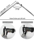 Tough As Nails All Metal Drafting Compass With Adjustable Wing Divider and Secure Pencil Holder, 12 inch legs for precise geometry layout work.