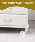 Total Game Changer For Moving Bedroom Sets With Eight Heavy Duty Swivel Casters And Strong Peel And Stick Pads placed under a bedside table.
