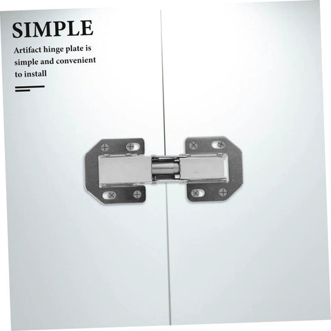FOYTOKI wardrobe hinge repair kit, metal silver hinge plates with symmetrical design for kitchen cabinet doors