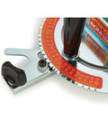 Kickass Table Saw Miter Gauge Featuring Twenty Seven Angle Stops For Dead Accurate Cuts And Zero Side Play Tuning close-up of angle stop mechanism.