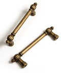 Antique Brass Zinc Alloy Cabinet Pulls Three And Three Quarter Inch Hole Center Vintage Drawer Handles for kitchen and bathroom.