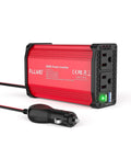 300W Car Power Inverter 12V to 110V AC With Dual Outlets and 27W PD USB-C Plus 18W USB-A Fast Charging, red design