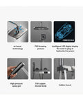 RIBEUJIZS Digital Display Bathroom Shower Faucet Sets, showcasing air boost technology and high pressure spray gun.