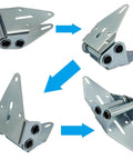 Beefy Heavy Duty Garage Door Hinges 14-Gauge Steel With Galvanized Finish Direct Replacement Pair Durable Rust-Resistant Hinges For Sturdy Door Support Ideal For Heavy Doors And Quick Easy Install, 2-pack shown from multiple angles