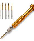 Gold Micro Precision Pro Grade Tiny Screwdriver Set For Electronics And Eyeglasses With Five Magnetic Bits 0.8 2.0 T5 T6 PH000