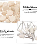 120 Piece Wool Felt Polishing Wheels Kit with Mandrel Shank for Rotary Polisher Buffing Wheels A Real Workhorse for Metal Plastic Jewelry Finishing and Buffing in Tight Spots and Small Parts, showing various grinding wheels with shanks.