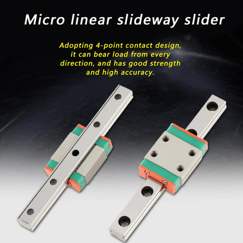 Miniature Linear Rail And Slider Set 7mm Wide With 70mm Travel High Precision Linear Motion Guide with 4-point contact design.