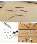 100 Pcs M6 Round Head Socket Screws And Nuts Kit Zinc Coated Furniture Bolts displayed with tools on wood surface.