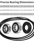 Front Load Washer Tub Bearing And Seal Repair Kit For Kenmore And LG Machines Cuts Down On Rattling Vibrations And Water Drips With A Hassle Free Drop In Fix That Puts Your Laundry Game Back In High Gear Right Now showing precise bearing dimensions and seals.