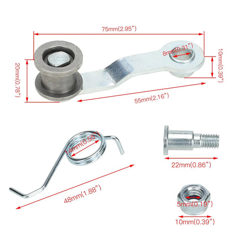 Chain Adjuster Tensioner With Roller Spring For Razor E300 E300S E325 E325S Version 36 Plus Electric Scooter Replacement Part dimensions
