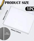 Virgin PTFE Sheet 200mm By 200mm, 3mm Thick Nonstick Teflon Sheet next to a measuring tool showcasing dimensions