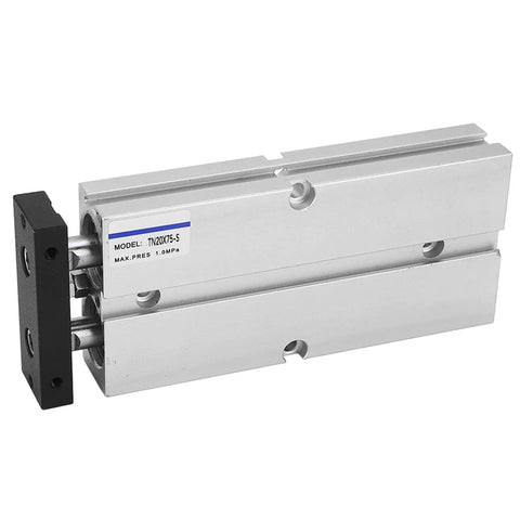 Double Rod Pneumatic Air Cylinder 20mm Bore 75mm Stroke Aluminum Alloy Double Acting Built Tough With Hard Oxidation Treatment
