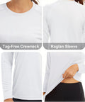 Women's Long Sleeve Rash Guard Shirt With UV 50 Plus Protection For Hiking Running And Fishing showcasing fabric and stitch details