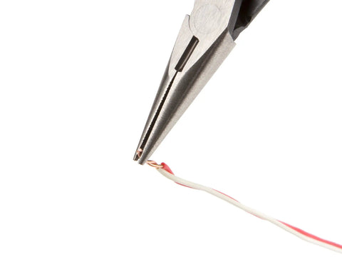 Six-Piece Tiny But Mighty Mini Pliers Set for Precision Work showing needle nose pliers gripping wire.