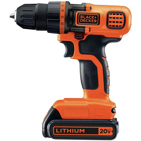 20V Max Cordless Power Tool Kit With 4 Tools, 2 Batteries And Charger, orange and black drill and driver with three eighths inch chuck