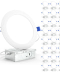 24 Pack 6 Inch Canless Led Ultra Slim Recessed Lights With Junction Box And Smooth Trim IC Rated ceiling downlights, easy hookup.