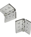 Beefed-Up 4 Inch Stainless Steel Folding Butt Hinges, 2-4 Pack, 6-Hole, Marine Grade Cast Stainless, angled view, white background