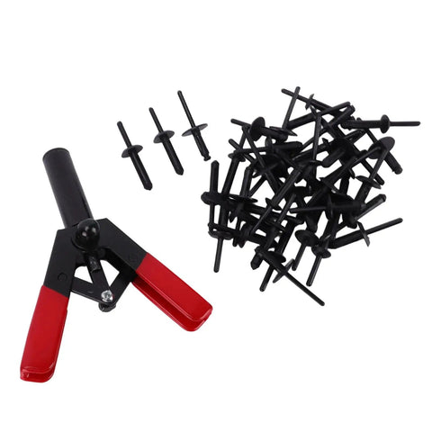 Must Have Auto Repair Essentials: Ergonomic Plastic Rivet Gun Kit With 41 Piece Assortment Set For Quick Car Trim Fastener Removal And Easy Home Fixes black rivet tool and plastic fasteners