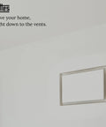 Drywall Pro Flush Wall Vent Cover 4x12 Inch for AC and Heat HVAC No Brainer Mud-In Install shown on white wall
