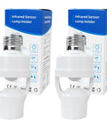 Motion Sensor Light Socket For E26 E27 Bulbs, Smart Screw In Auto On Off Night Light, No Fuss Setup For Basement Porch Storage Room, Detects Motion Up To 10 Feet, 2 Pack White, white infrared sensor lamp holder with box