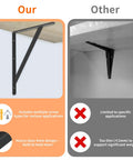 Comparison of Built Like A Tank Heavy Duty Shelf Brackets 12 X 8 Inch 6 Pack Wall Mount L Brackets with other thin brackets.