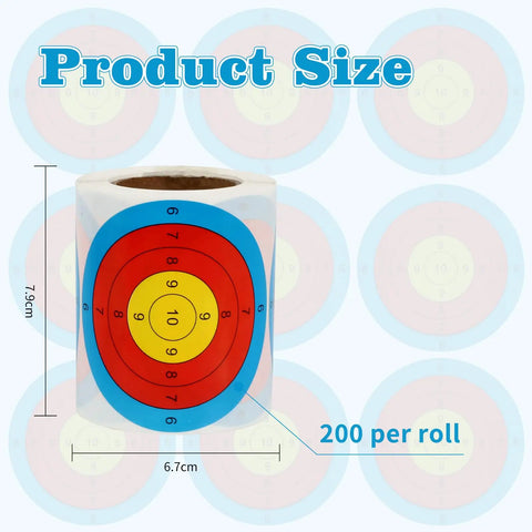 Roll of 3 Inch Archery Target Stickers Self Adhesive Paper Targets With Peel And Stick Backing Portable Shooting Target