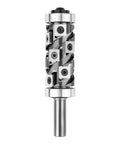 Built Tough Flush Trim Router Bit With Half Inch Shank Packing 14 Swap Out Carbide Cutters For Zero Drama Template Tracking and Dead Smooth Woodworking Trim Jobs On Any Lumber, showing carbide plate details.