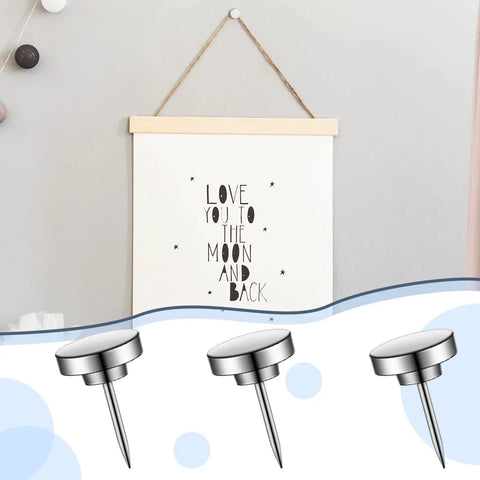 Built Tough Silver Metal Push Pins And Straight Shooting Thumb Tacks For Bulletin Boards Smooth Wall Mounting Heavy Duty Picture Hangers Compact Go To Office Supplies 30 Piece Set