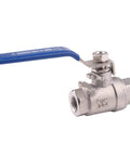 Full Port Stainless Steel 304 Ball Valve Heavy Duty for Water Oil and Gas with Blue Vinyl Insulated Locking Handles One Quarter Inch NPT