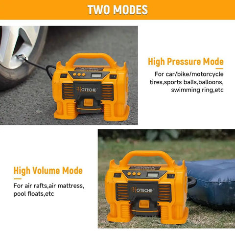 Hoteche 20V Cordless Air Compressor 160PSI Max Portable Tire Inflator With Dual Power Supply Battery And Cigarette Lighter Adapter Fast Charge For Car Truck Bike Emergency On The Go Quick Fix