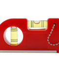 Portable for spirit Level with Hook for Horizontal Vertical Plane Check in red with dual vials, magnetic base, and chain hook.