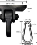 Heavy Duty Swing Hangers Built Tough With Rust Proof Aluminum And A Badass 5000 Pound Hold For Porch Swings Indoor Outdoor Ready For Dead Simple Hook Up Two Pack, close-up view with dimensions.