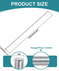 Eight Piece M3 0.5 Thread Pitch Fully Threaded Rods 300mm Stainless Steel Right Hand With Nuts And Washers For Clamps Hangers And U Bolts DIY Projects size diagram
