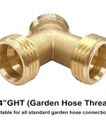 Brass 3/4 Inch GHT Male Y Shaped Connector For Steam Dryer And Washer Hoses Pack Of 2 No Fuss Water Splitter