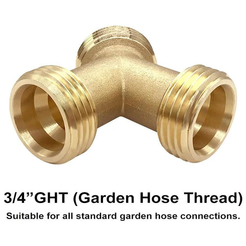 Brass 3/4 Inch GHT Male Y Shaped Connector For Steam Dryer And Washer Hoses Pack Of 2 No Fuss Water Splitter