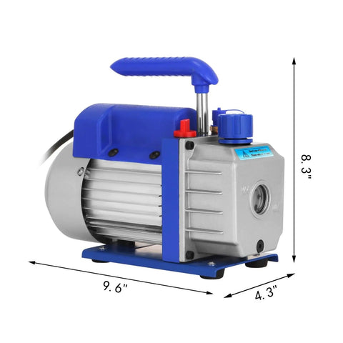 Heavy Duty 3 CFM Single Stage Vacuum Pump For HVAC Refrigeration Gauges. Portable A/C Repair Tool With Shock Proof Base And Copper Motor. Ideal Radiator Service For Auto Shops And Pros Who Want Smooth Operation