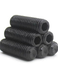 Built Tough M12 12mm Grub Screws Cup Point Set Bolt Pack Of 30 stacked black carbon steel screws with hex drive.