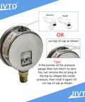 Glycerin Filled 2 Inch Dial Pressure Gauge Dual Scale 0 To 160 Psi Bar Kpa With Brass One Quarter Inch Npt Connection Lower Mount