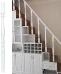 White Wooden Balusters Top Tier Quality, designed for staircases, showcasing solid poplar material, 85 cm tall.