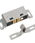 Close-up of Double Roller Catch Stainless Steel Door Latch Touch Type Anti Riot Lock for cabinets showing metal construction