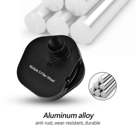 1.25inch Eyepiece 5 Position Manual Filter Wheel T2 Mount Camera Adapter For Telescopes Black, aluminum alloy material