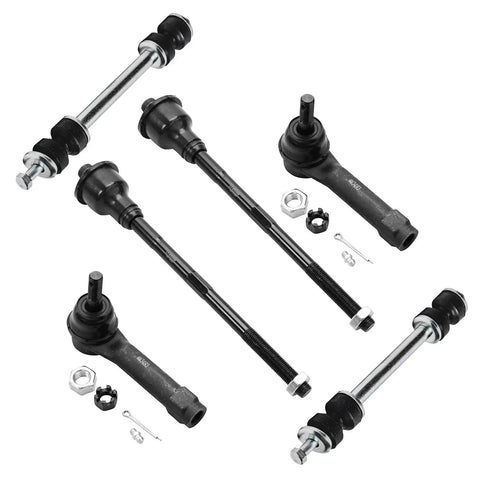 Drop In Ready Front End Kit For 1999 2006 GMC Chevy Silverado Sierra 1500 Includes 2 Front Upper Control Arms With Ball Joints 2 Front Sway Bars 4 Front Outer And Inner Tie Rods 1 Pitman Arm 1 Front Steering Idler Arm And 1 Idler Bracket Pivot, black steel steering parts