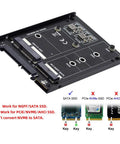 Dual Slot M.2 NGFF bridge showing slots for MSATA drives, designed for 2.5 inch SATA HDD enclosures.