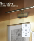900 Lumen Dimmable LED Picture Light With Dual Arm Mount, 4 Color Modes Plus UV 395nm, shown on gallery wall with remote control