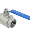 Two Pack Pro Grade 316 Stainless Steel 1.5 Inch Full Port Ball Valve With Heavy Duty Blue Vinyl Insulated Handle NPT Female To Female Threads