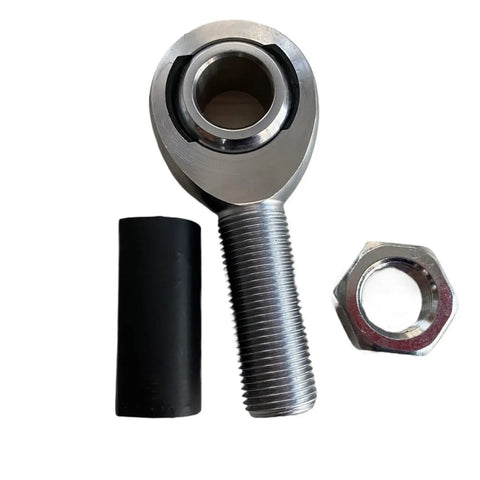 2 Pack Tough As Nails Male Rod Ends With Nuts 5/8 Inch By 5/8 18 Thread Right Hand Built Different Steel Heim Joints Self Aligning Chrome Auto Replacement showing steel rod end and nut.