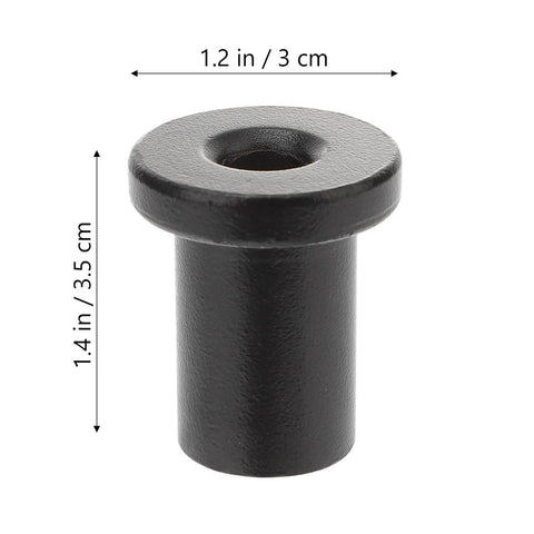 Close-up of black barn door track spacer with dimensions, part of 5 Pack Black Barn Door Track Spacers For Sliding Barn Doors Heavy Duty Wall Connectors To Secure Rails To Walls Rust Resistant Durable Hardware For Garage Basement And Indoor Doors.